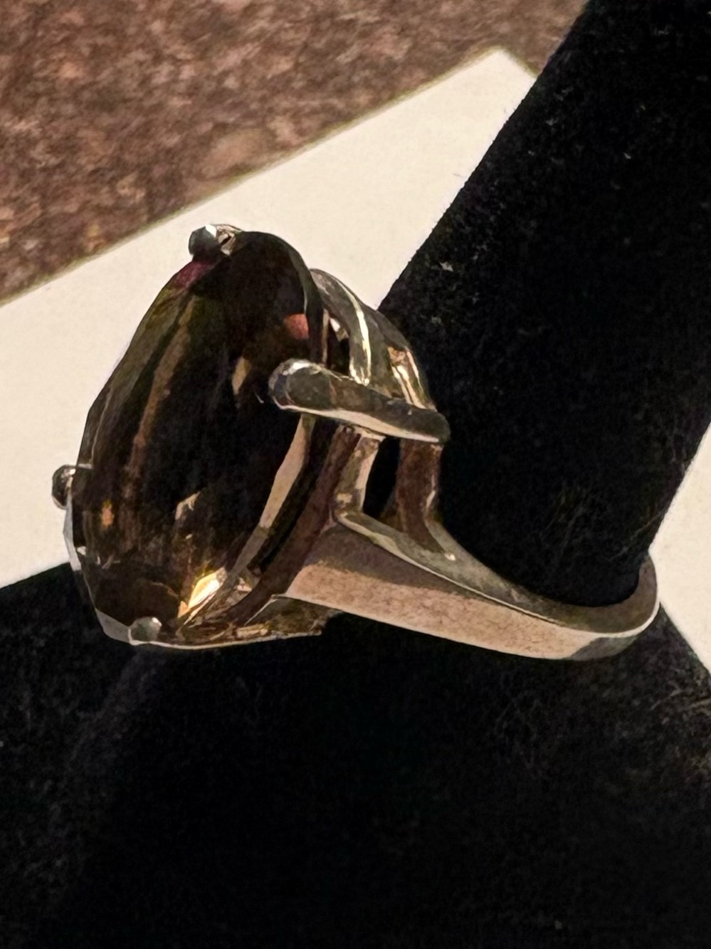 antique 16ct oval smoky quartz 925 silver ring